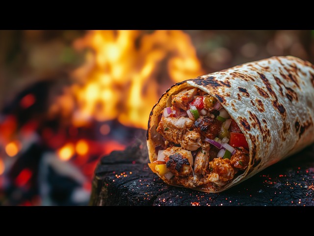 🌯 Chicken Cheese Burrito | Ultimate Pan-Fried Cooking in Serbian Forest