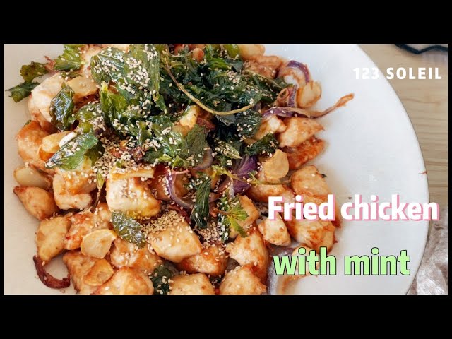 Recipe of fried chicken with mint & fried onion salt Sichuan pepper