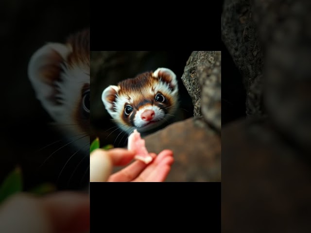 I feed the CUTE BABY FERRET #ferret #adorable #wildlife #animals #cute #cuteanimals