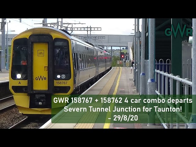 GWR 158767 + 158762 4 car combo departs Severn Tunnel Junction for Taunton! - 29/8/20