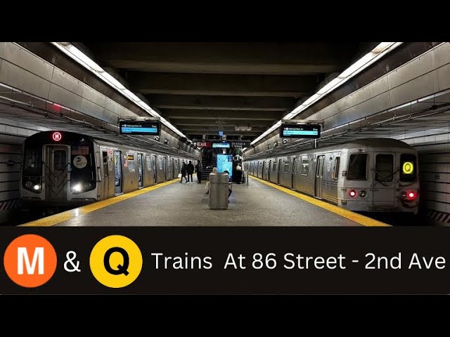 IND Second Ave Line | (M) & (Q) Train Action At 86 Street - 2nd Ave (R160,R46,R68/A)