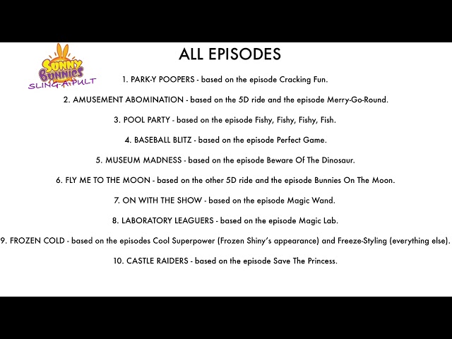 Sunny Bunnies Sling-A-Pult All Episodes List