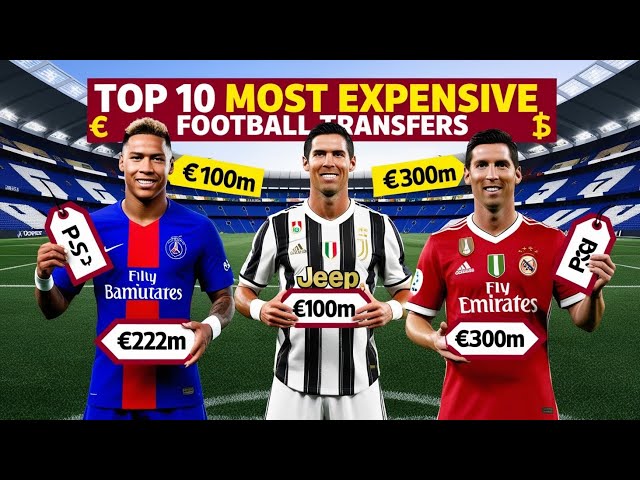 Top 10 Most Expensive Football Transfers😱 #ronaldo #neymar #messi