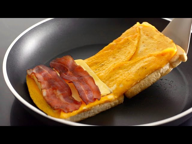 BREAKFAST EGG SANDWICH HACK | Crispy One Pan Egg Toast