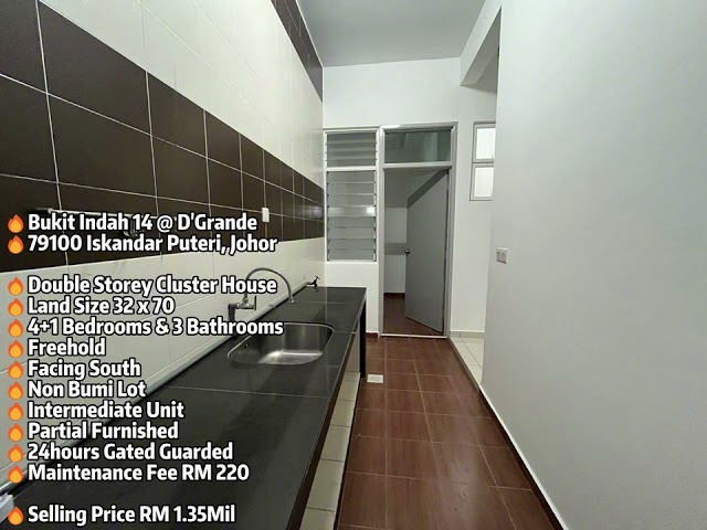 🔥Bukit Indah 14 @ D'Grande Double Storey Cluster 32x70 Original Unit Basic Furnished G&G