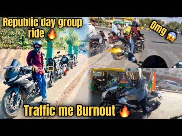 REPUBLIC DAY GROUP RIDE 🔥 TRAFFIC ME BURNOUT MAR DIYA 🤬 CRAZY HYPER RIDE || KAWA H2R