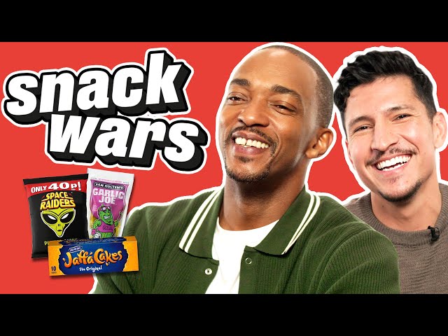 Anthony Mackie & Danny Ramirez Try British & American Food | Snack Wars