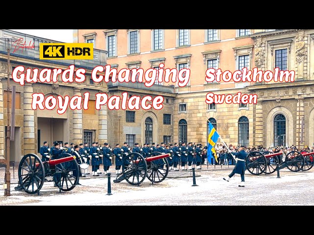 Stockholm Sweden Royal Palace Guards Ceremony 4K HDR