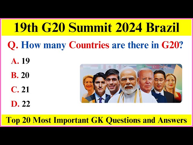 G20 Summit 2024 Current Affairs | Summits and Conferences 2024 | G20 Current Affairs 2024