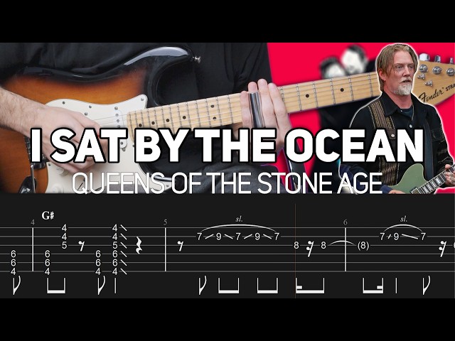 Queens Of The Stone Age - I Sat By The Ocean (Guitar lesson with TAB)