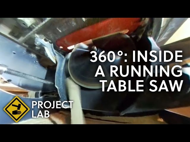 Inside a running table saw (360 video)