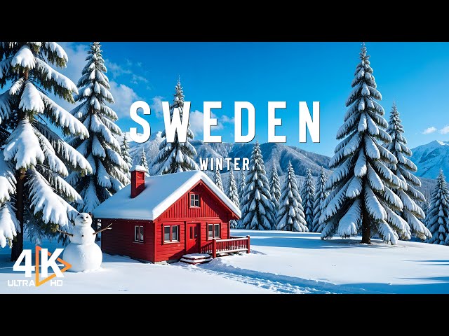 Winter in Sweden 4K ❄️ Snowy Forests, Frozen Lakes, and Nordic Beauty - Relaxing Music