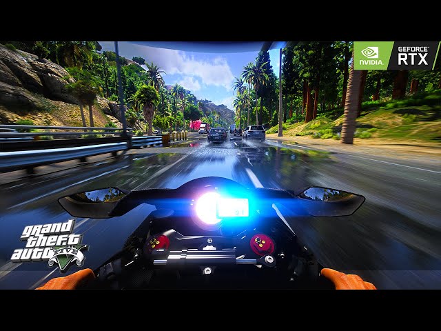 4K⁶⁰ PHOTOREALISTIC DRIVING NINJA BIKE IN LOSANGELES CALIFORNIA #gta5 #gta