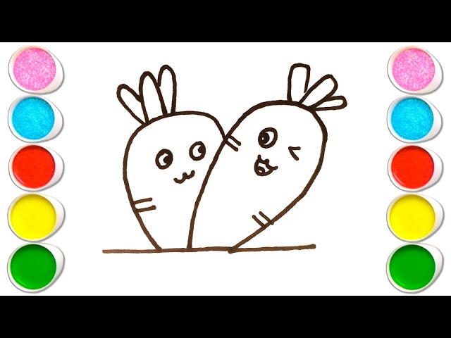 beautiful carrot 🥕 art for toddlers simple kids fruit drawing