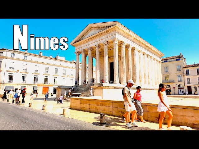 Nimes, France - Nimes city center walking tour - Nimes 4K UHD