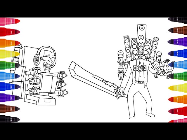 Skibidi Toilet 57 Coloring Page Upgrade G Man VS Mecha Titan Speaker Man