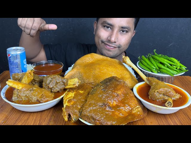 EATING MUTTON CURRY ,MUTTON FULL BOTI CURRY ,FISH CURRY & CHILLI | MUTTON CURRY EATING CHALLENGE