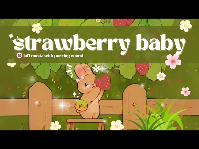 Strawberry Baby🐰🍓1 Hour Lofi Cute Playlist 🍀🌸 Royalty Free BGM 🐱🎀 Study/Work/Chill/Coffee 🎵🎧