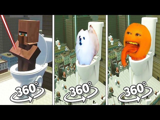 Skibidi Toilet Minecraft Villager vs Skibidi Dog Toilet 17 vs Annoying Orange Toilet | 360º