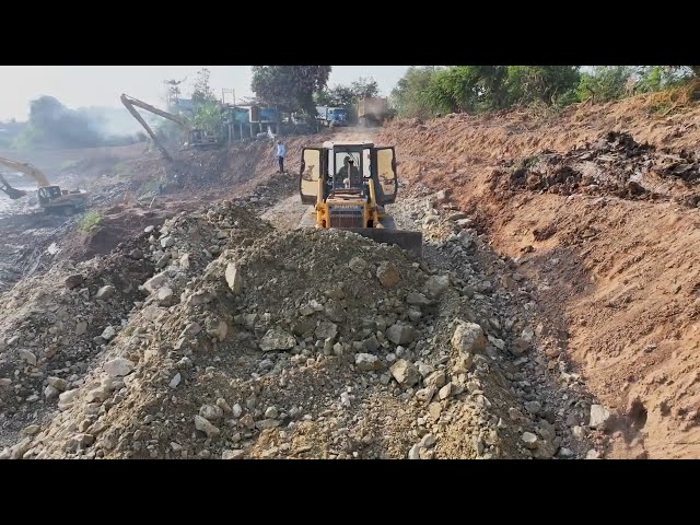 Full Videos Complete 100%  Bulldozer Building Temp Road Downslope For Canala Construction Technology