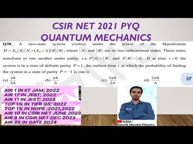 CSIR NET 2021 PYQ. Quantum Mechanics.#gatephysics #csirjrfphysics #csirnetphysics #tifrphysics