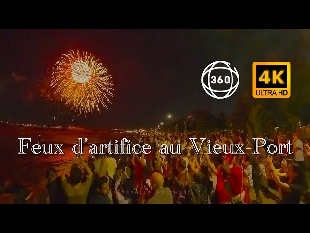 Feux d'artifice au Vieux-Port de Montréal —360°— Fireworks at the Old Port of Montreal