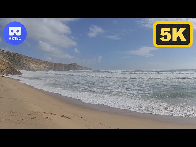 VR 180 3D Portugal Beach Ericeira strong waves 5K #1