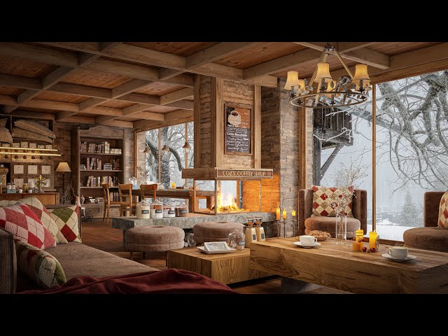 Morning Winter at Cozy Wood Cabin ☕ Smooth Jazz Music for Studying, Working & Relaxing