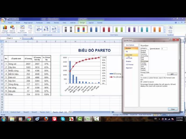 Tạo biểu đồ trong excel- Pareto chart - 7QC tools