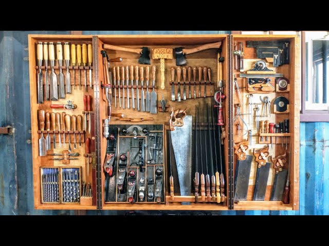 EPIC Woodworking TOOL CABINET with Restored ANTIQUE TOOLS