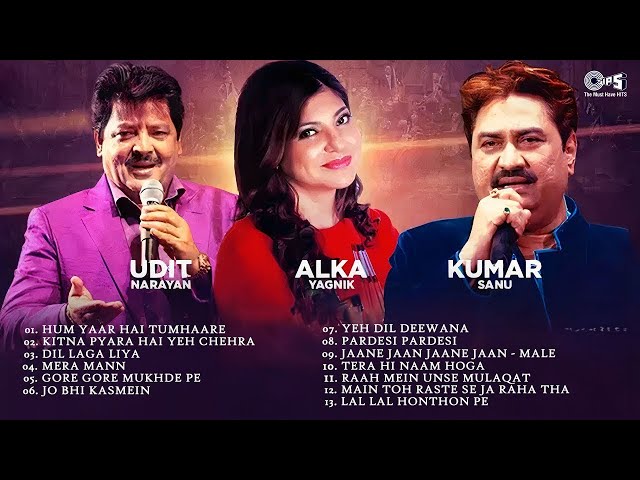 LIVE: 🌹90s Hits of Udit Narayan - Alka Yagnik - Kumar Sanu { All-Time Not-Stop Bollywood Hit Songs }