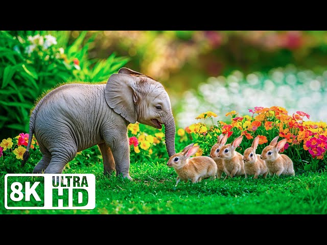 Baby Animals 8K ULTRA HD 🐼 The Peaceful And Adorable World Of Baby Animals With Relaxing Music