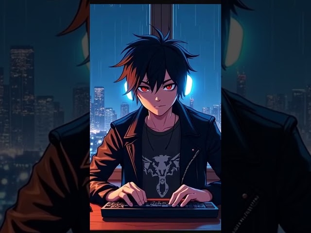 Anime Man's Rainy Day Adventure at His Desk 🌧️💻