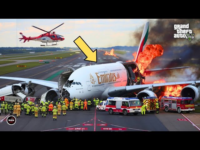 Runway Emergency! Airbus A380 Emergency Crash Landing at Airport in GTA 5