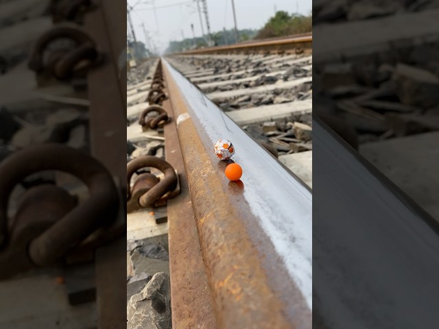 Train vs orange candy and chocolate ball 😱what happened next….?