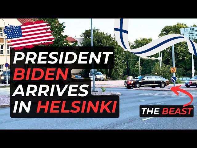 US President Biden’s Massive Motorcade Arrives in Helsinki, Finland 2023 (4K HDR)