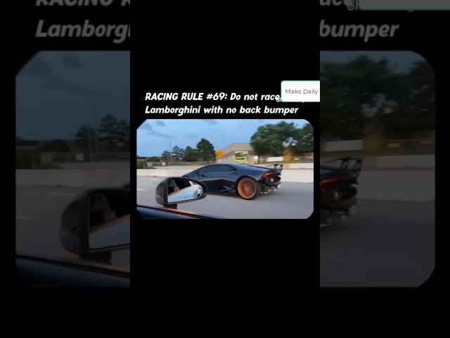 Do not race a lambo wth no backbumper !! #trending #shorts #viralvideo #lamborghini #race #reels