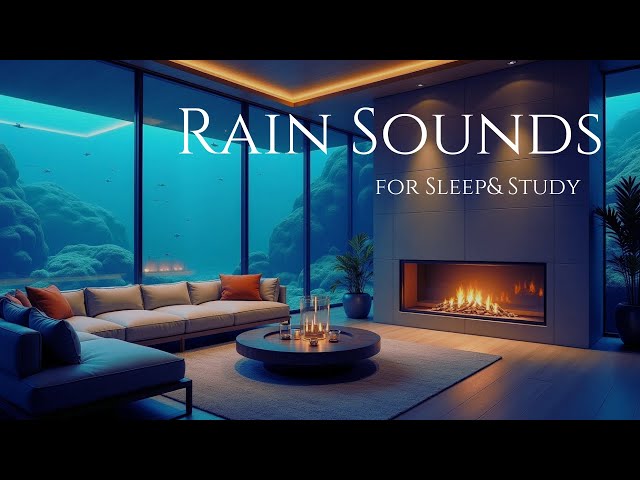 gentle rain sounds for sleeping |Cozy fireplace Water drops sounds for relaxation