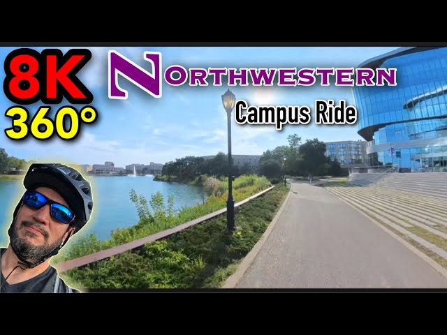 360° VR Cycling  - Biking Northwestern University Campus, Evanston Beach, Sheridan Rd Bike Trail