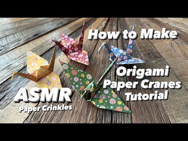 Asmr Paper Crinkles - How to Make Origami Paper Cranes Easy Tutorial (no talking)