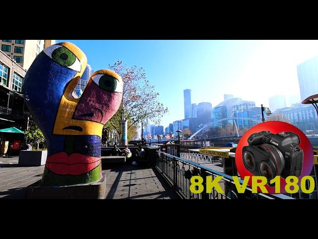 8K VR180 ART @ SOUTHBANK PROMENADE in Melbourne next too Yarra River 3D (Travel Videos/ASMR/Music)