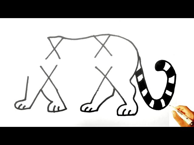 How to draw Tiger 🐅 from letter XXXX Step By Step | Tiger 🐯 Drawing for beginners