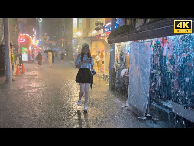 【4k hdr】 3 Hours Heavy Rain Walk in Harajuku（原宿）Tokyo Japan | Relaxing Natural City ambience