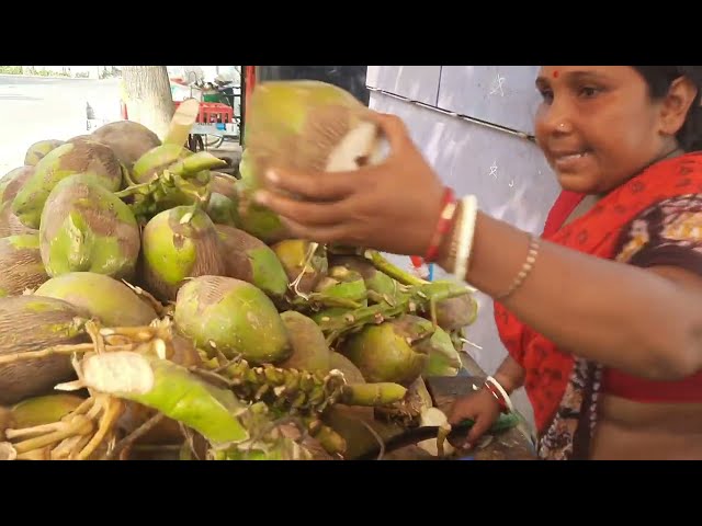 wonderful lady coconut cutting skill | odisha street food |food vlog