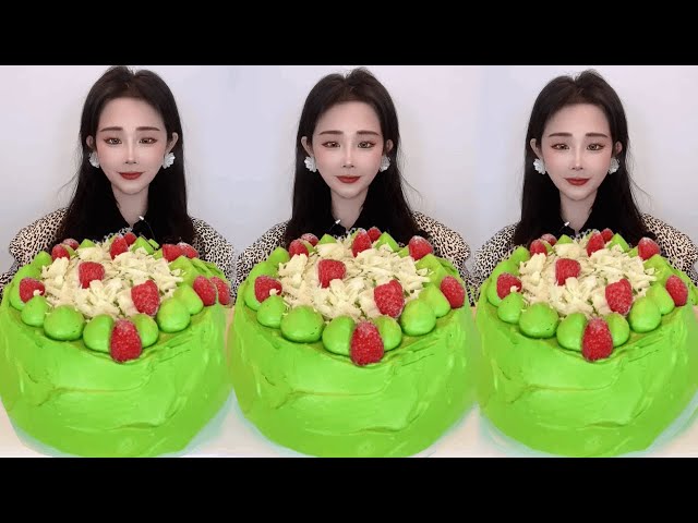 Asmr🍰Eating Matcha Blind Cake🍰 (Soft And Waxy Sound) 크림丨먹방丨Mukbang丨Satisfying丨Eatings