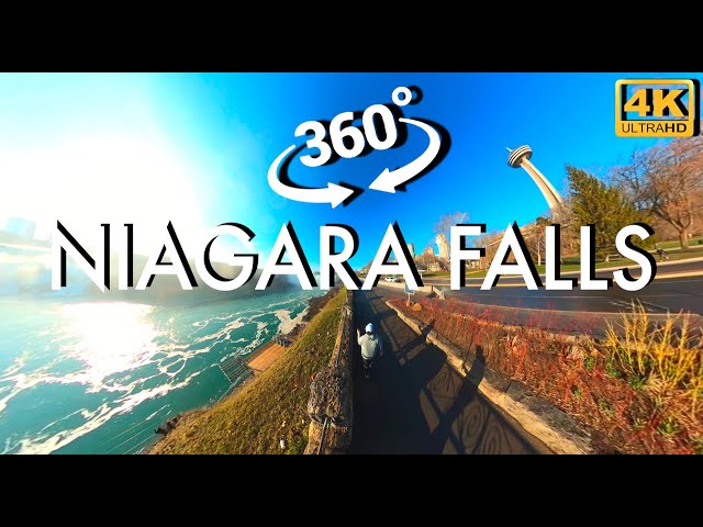 Niagara Falls in Ontario Canada 🇨🇦, Walking along Niagara Falls in the Morning, 360º 4K Video [4K]