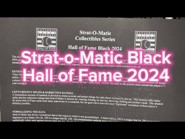 Strat-O-Matic Black. Hall of Fame 2024 players. Buffalo Blues vs Montreal Expos