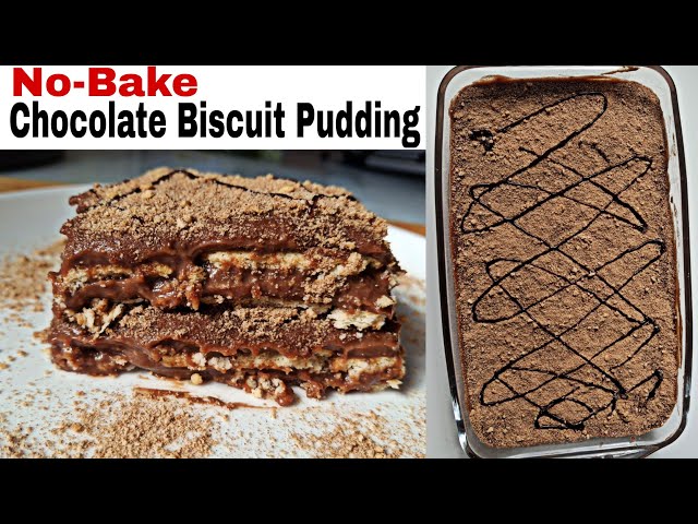 Just 10 minutes No Bake Chocolate Biscuit Pudding Recipe | Quick Biscuit Chocolate Dessert by BHWOW