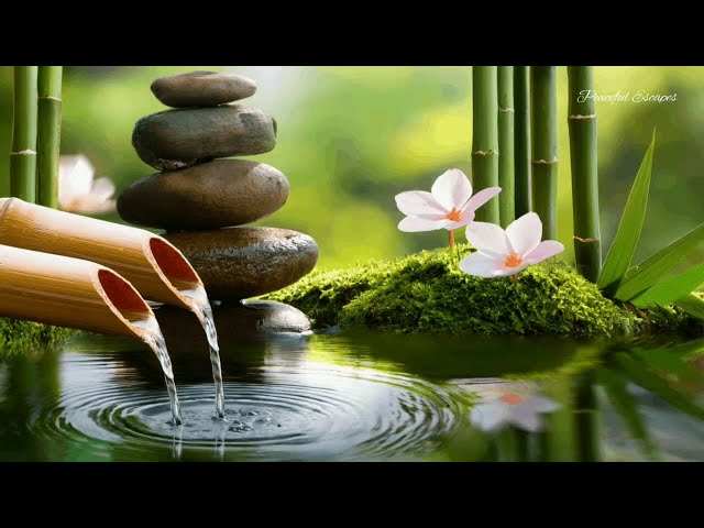 Relaxing Piano Music & Water Sounds, Deep Sleeping Music - Meditation Music,Water Fountain, Bamboo.