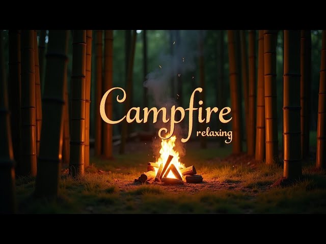 Campfire in the Woods - Crackling Fire & Cricket Sounds - Relaxing Nighttime Camping Ambiance